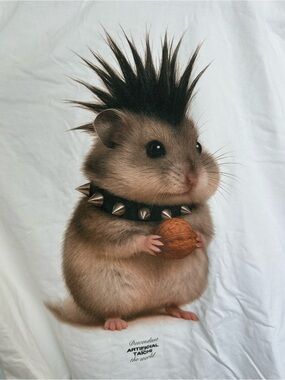 Punk Hamster White Graphic Tee